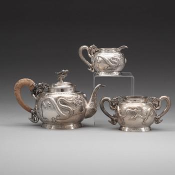 TESERVIS, 3 delar, silver. Kina, tidigt 1900-tal.