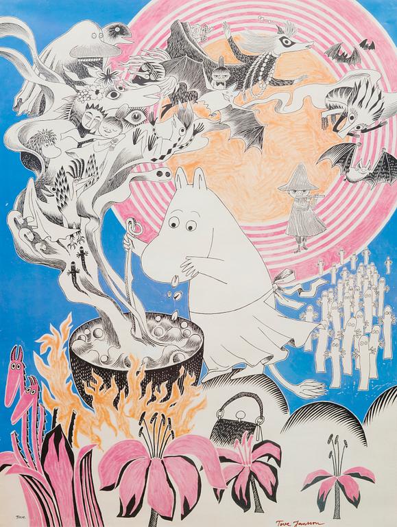 AFFISCH, efter Tove Jansson, signerad, 1980-tal.