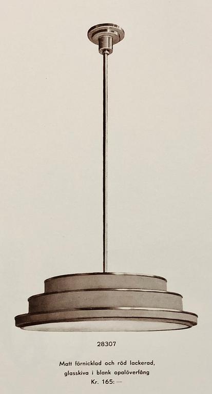 Erik Tidstrand, a ceiling lamp, model "28307", Nordiska Kompaniet, 1930s.