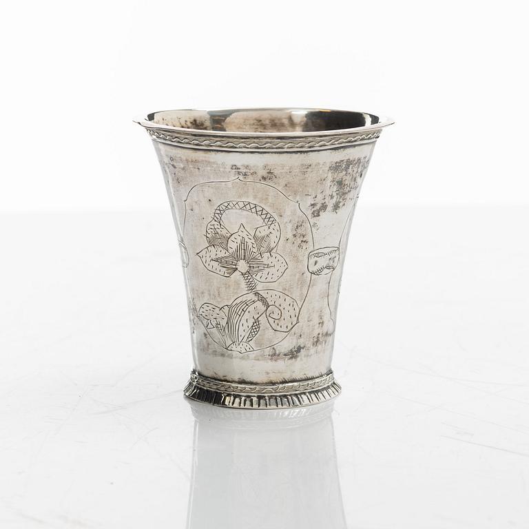 A Swedish silver beaker, mark of Berndt Halck,  Halmstad 1762.