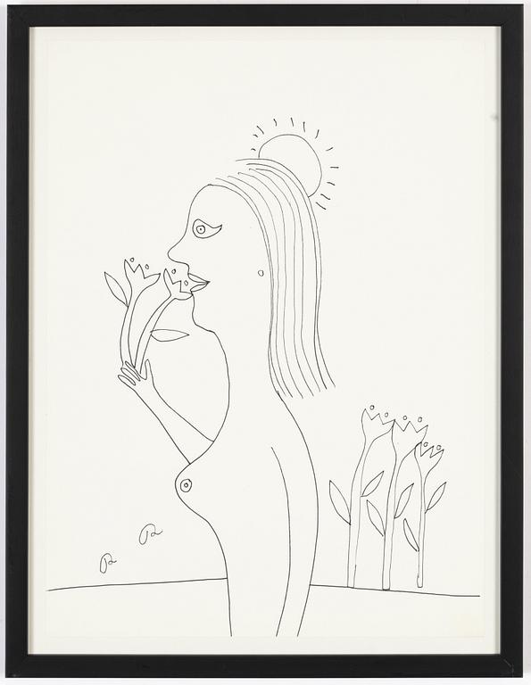 Roger Risberg, indian ink drawing, signed. Executed in 2008.