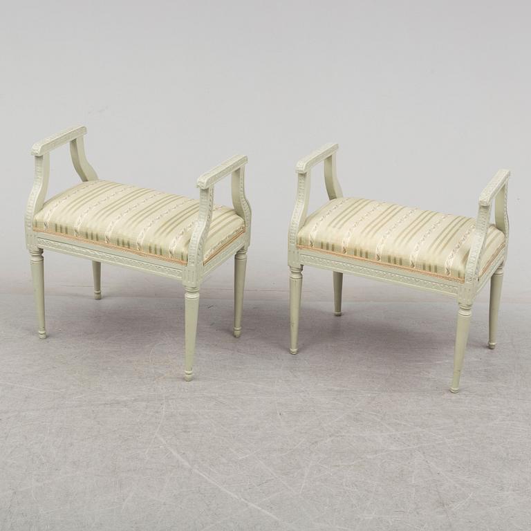 A pair of Gustavian stools, late 18th Century.