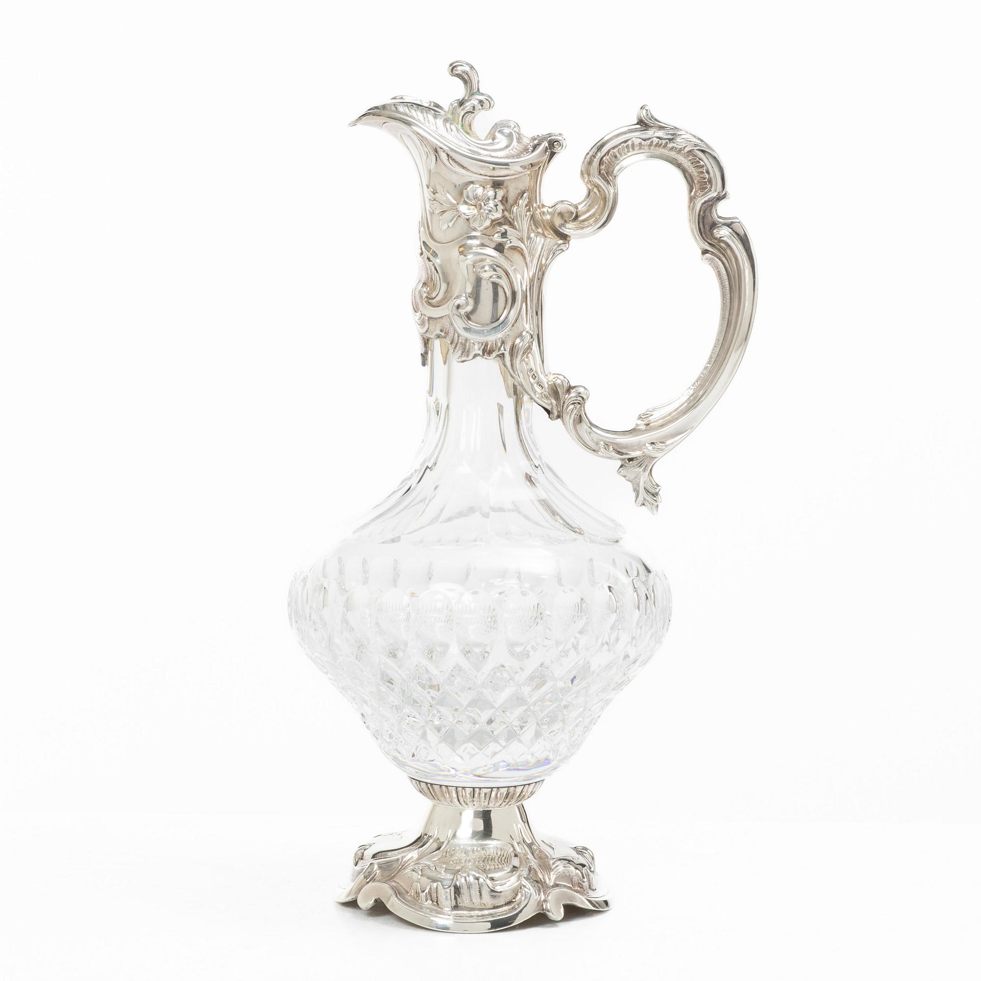 Wine jug with silver mount, Topazio, Portugal.