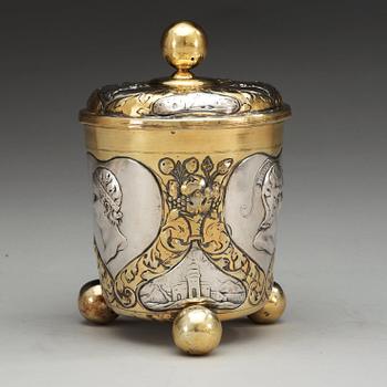 A german 18th century parcel-gilt, makers mark of Simon Wickert, Augsburg (1691-1708).