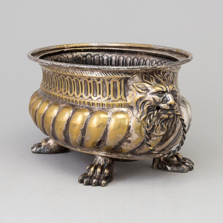 A 19th century brass flower pot.