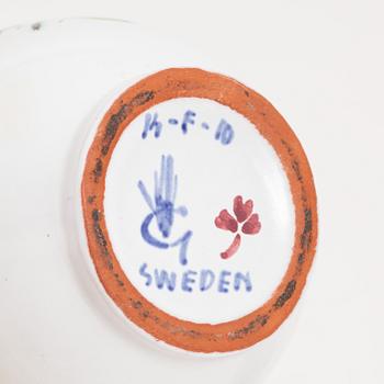 Stig Lindberg, plunta och burk med lock, fajans, Gustavsbergs studio.