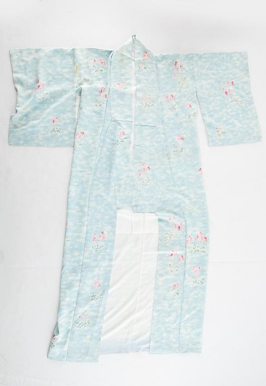 Three Japanese kimonos, 20th century.