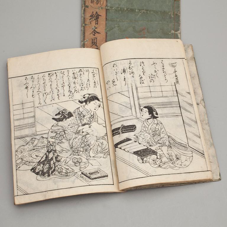 BOK, 2 vol, Ehon kaikasen, Japan 1748, illustrationer av Sukenobu.