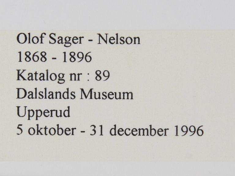 SAGER-NELSON, OLOF, blyertskiss, sign. Prov; Olof Sager.