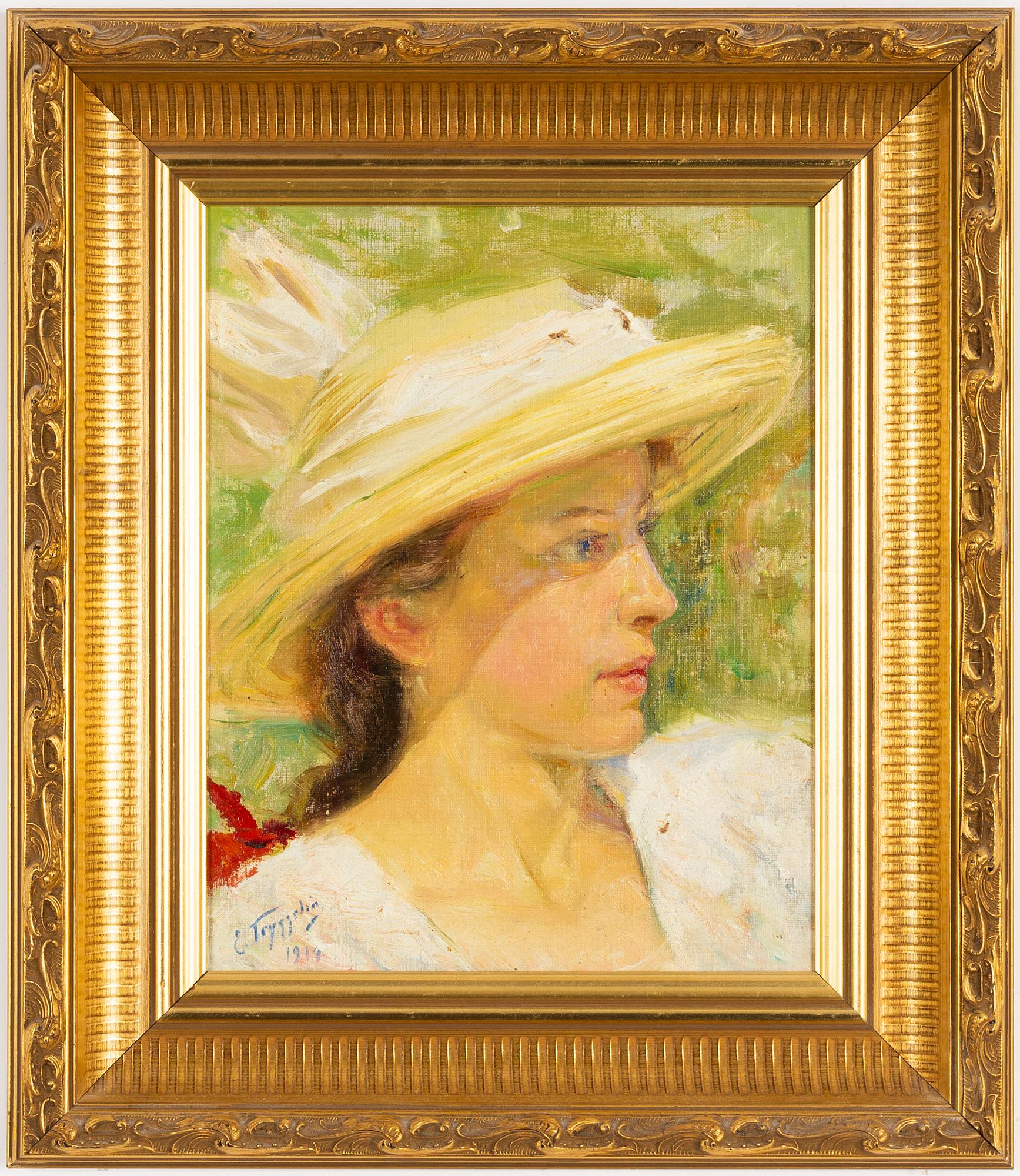 Erik Tryggelin, olja på duk/pannå, signerad och daterad 1914.