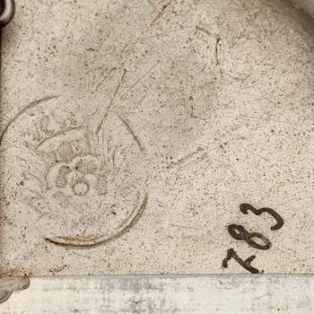 TALLRIKAR, 6 st tenn, bland annat Sven Ekström, Norrköping, 1845.