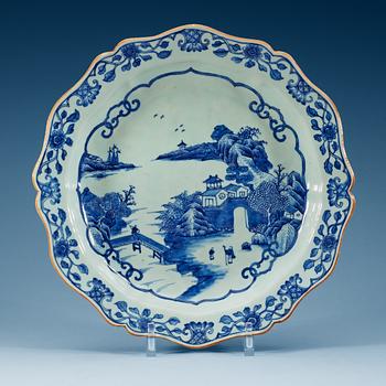 1730. A blue and white charger, Qing dynasty, Qianlong (1736-95).