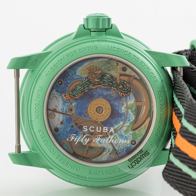 Swatch/Blancpain, Scuba Fifty Fathoms, Indian Ocean, armbandsur, 42,3 mm.