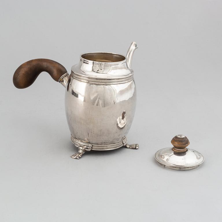 A swedish silver coffee-pot, mark of Carl Gustaf Hjulström, Köping 1838.