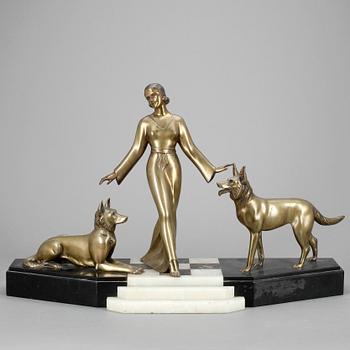 J. BRAULT, skulptur, brons, art déco, signerad.