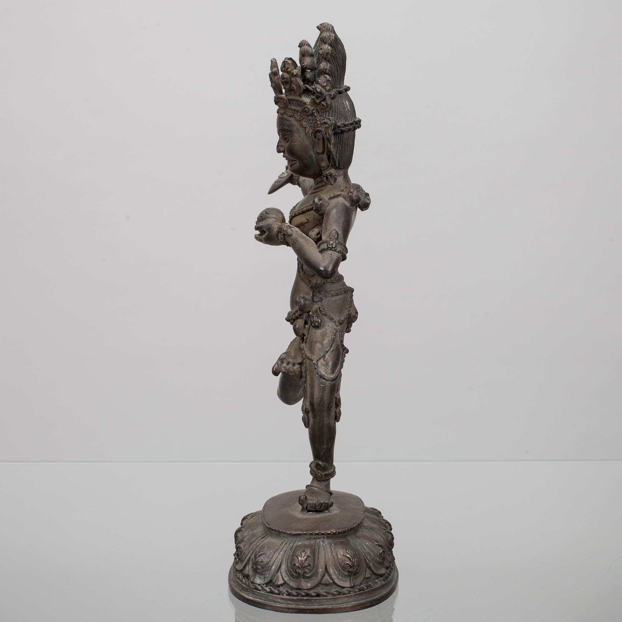 SKULPTUR, patinerad mässing, Tibet 1900-talets senare hälft.