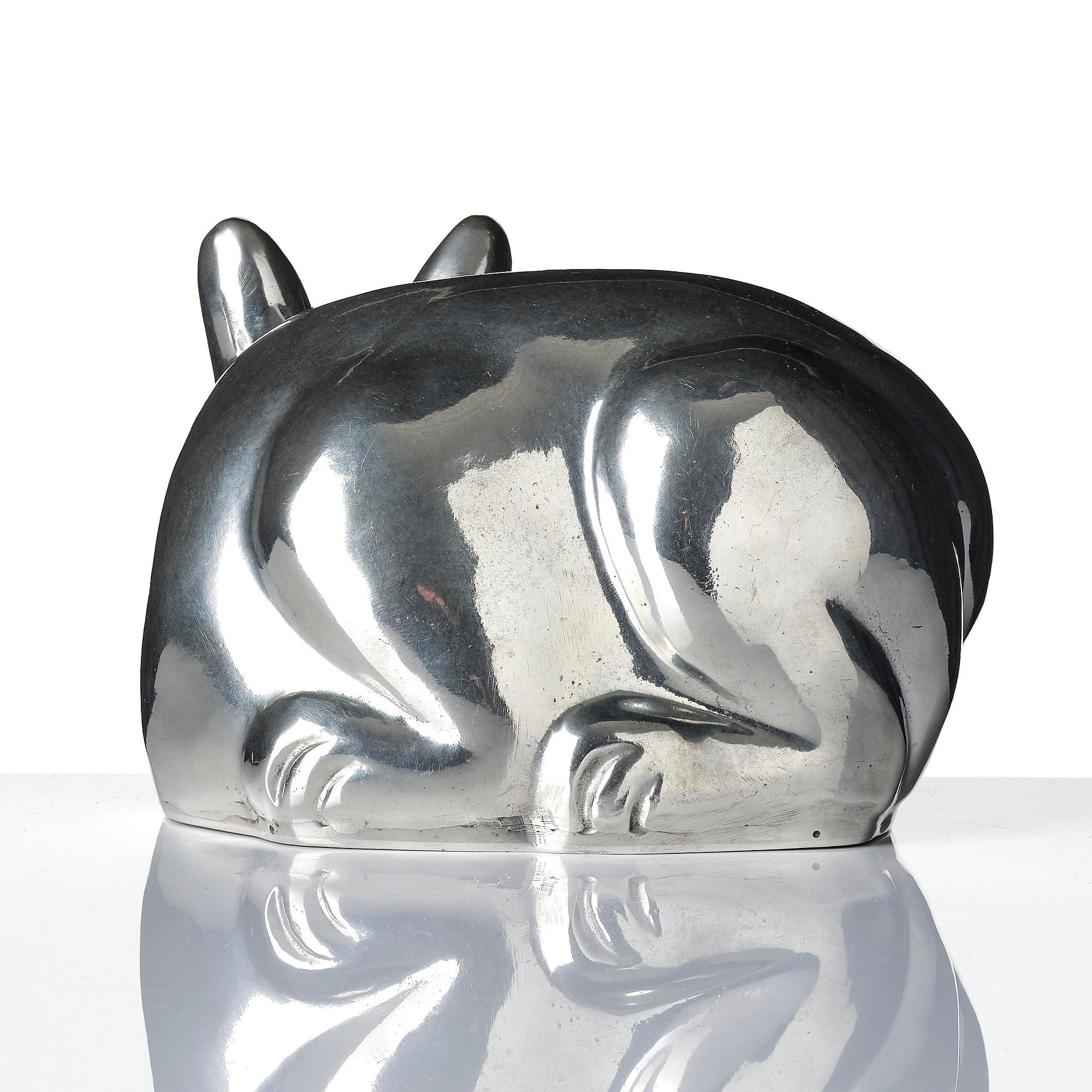 Estrid Ericson, a pewter sculpture of a Siamese cat, Firma Svenskt Tenn, Stockholm, 1968.