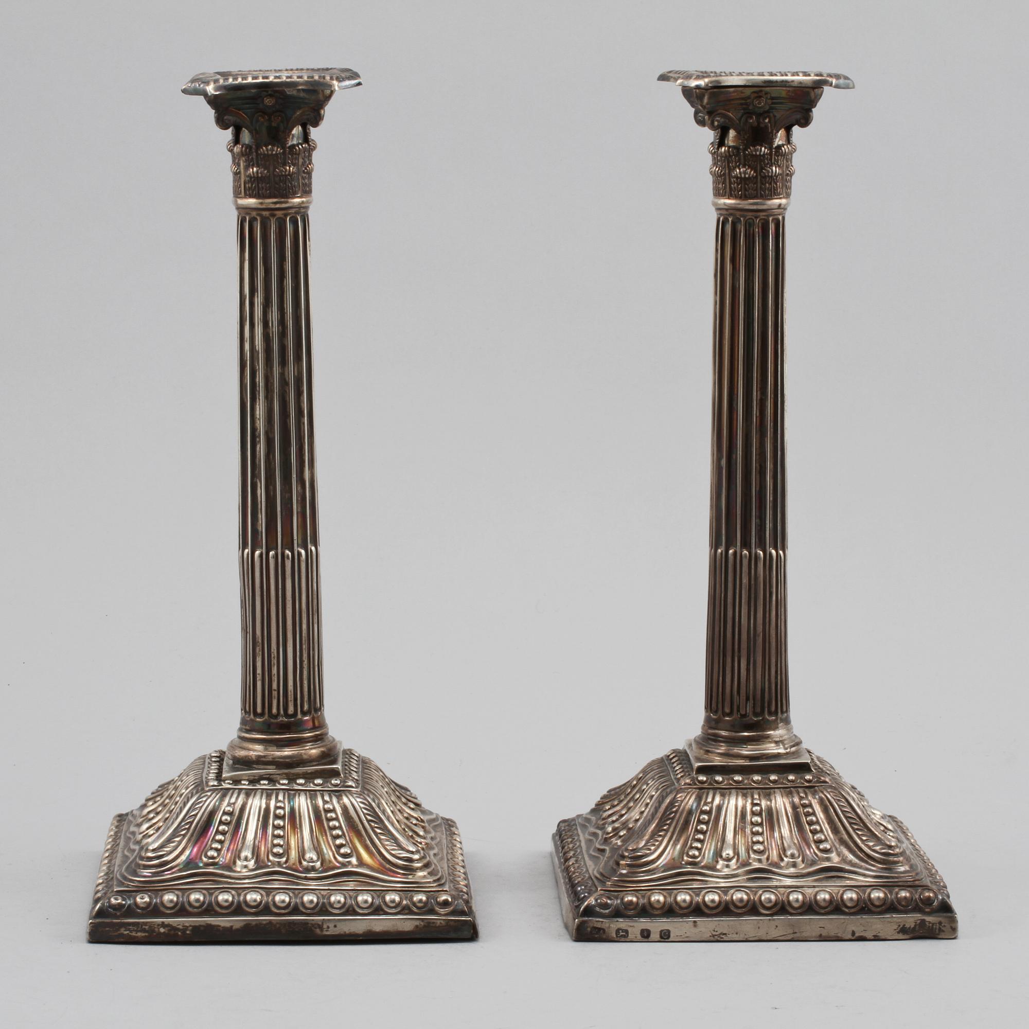 LJUSSTAKAR, ett par, silver, möjligen William Abdy,  London, England, 1778.