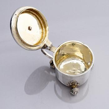 A Swedish 17th century parcel-gilt silver tankard, mark of Johan Dragman Arboga (active 1701-1746).