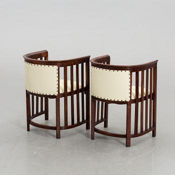 A PAIR OF ARM CHAIRS, mid 20th century,