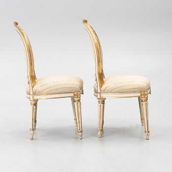Chairs, a pair, Stockholm work, late 18th century, Gustavian, and a later copy respectively, from 1891.