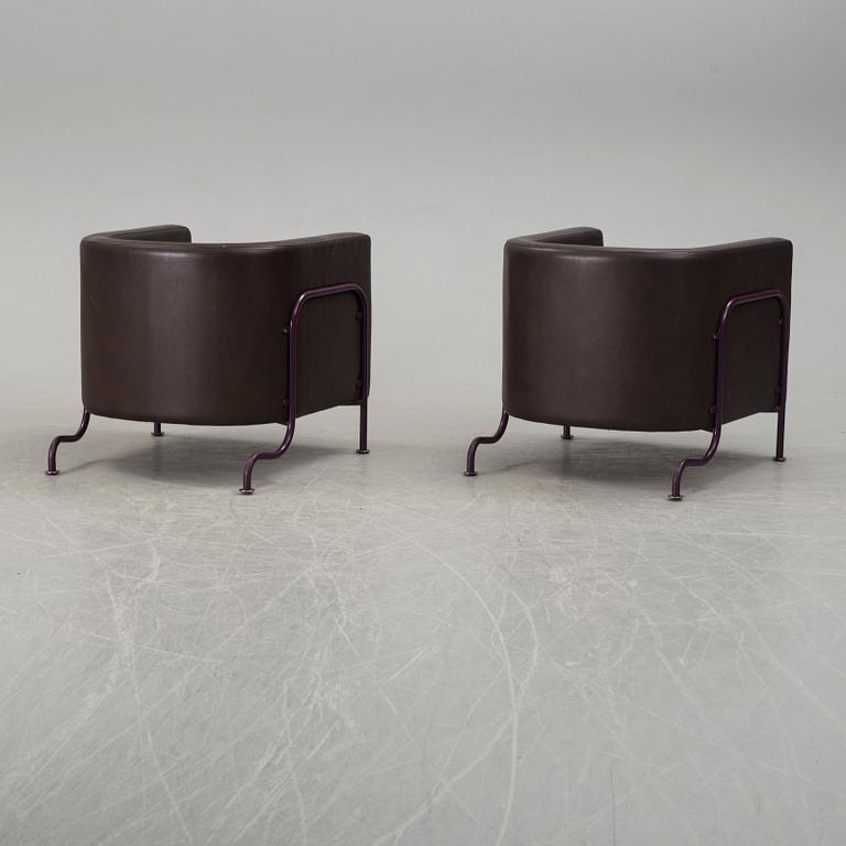 A pair of 'GA-2' easy chairs by Gunnar Asplund, Källemo, late 20th century.