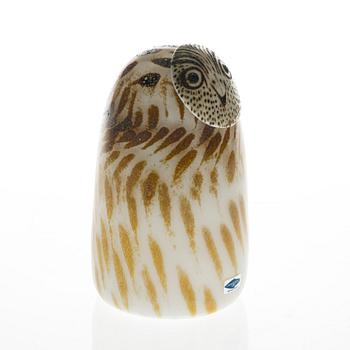 OIVA TOIKKA, GLASS SCULPTURE. Owl. Signed Oiva Toikka, Nuutajärvi Notsjö.