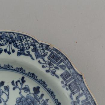 Seven (6+1) blue and white soup plates, Qing dynasty, Qianlong (1736-95).