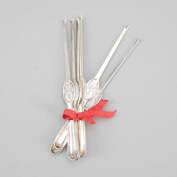 HUMMERGAFFLAR, 6st, nysilver, 1900-talets andra hälft.