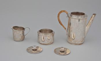 KAFFESERVIS, 3 delar, silver, Carl Fredrik Carlman, Stockholm 1949. Ca 800g.