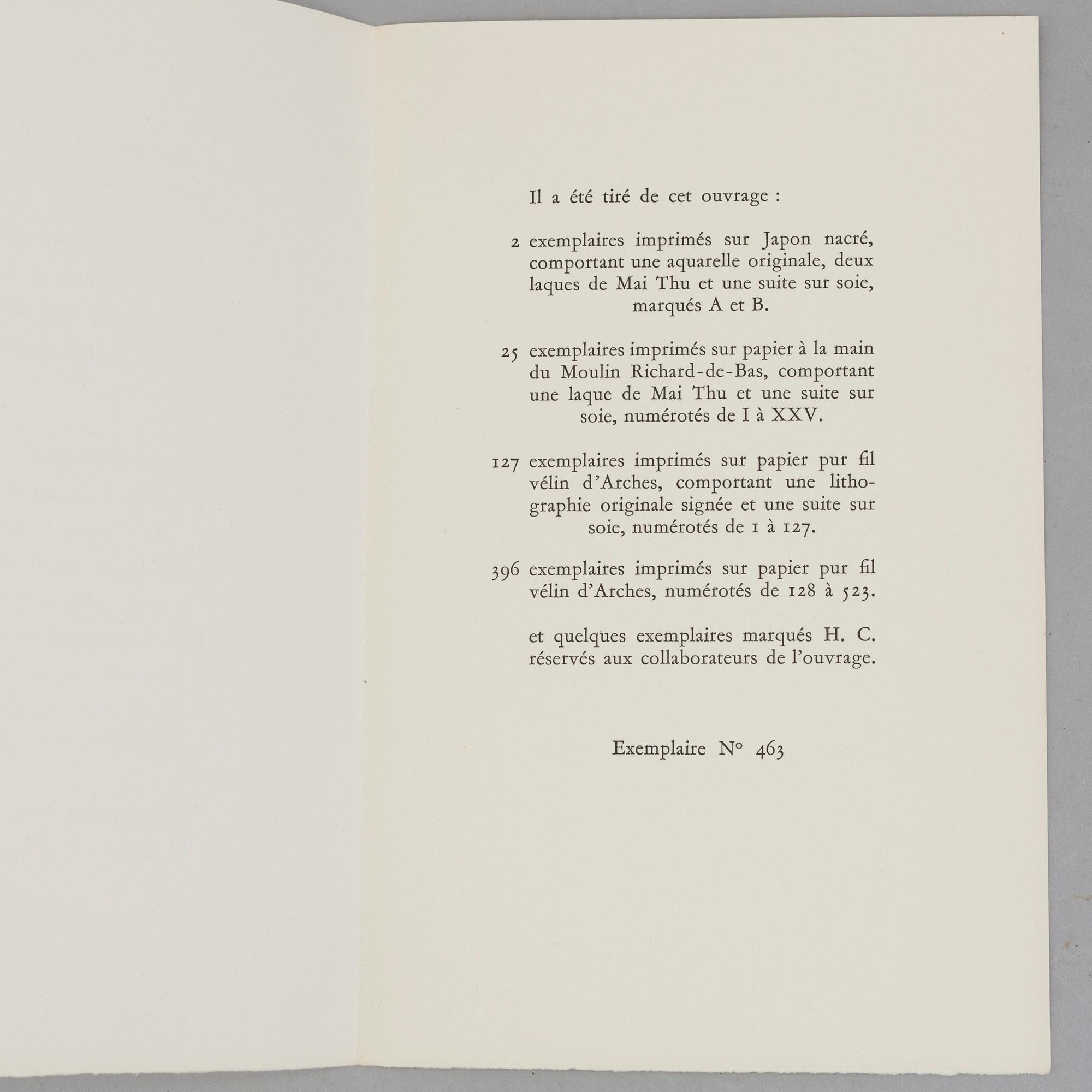 MAI TRUNG THỨ, portfolio with 8 lithographs on silk, signed and stamped by the artist,  published in 1961, 463/523.