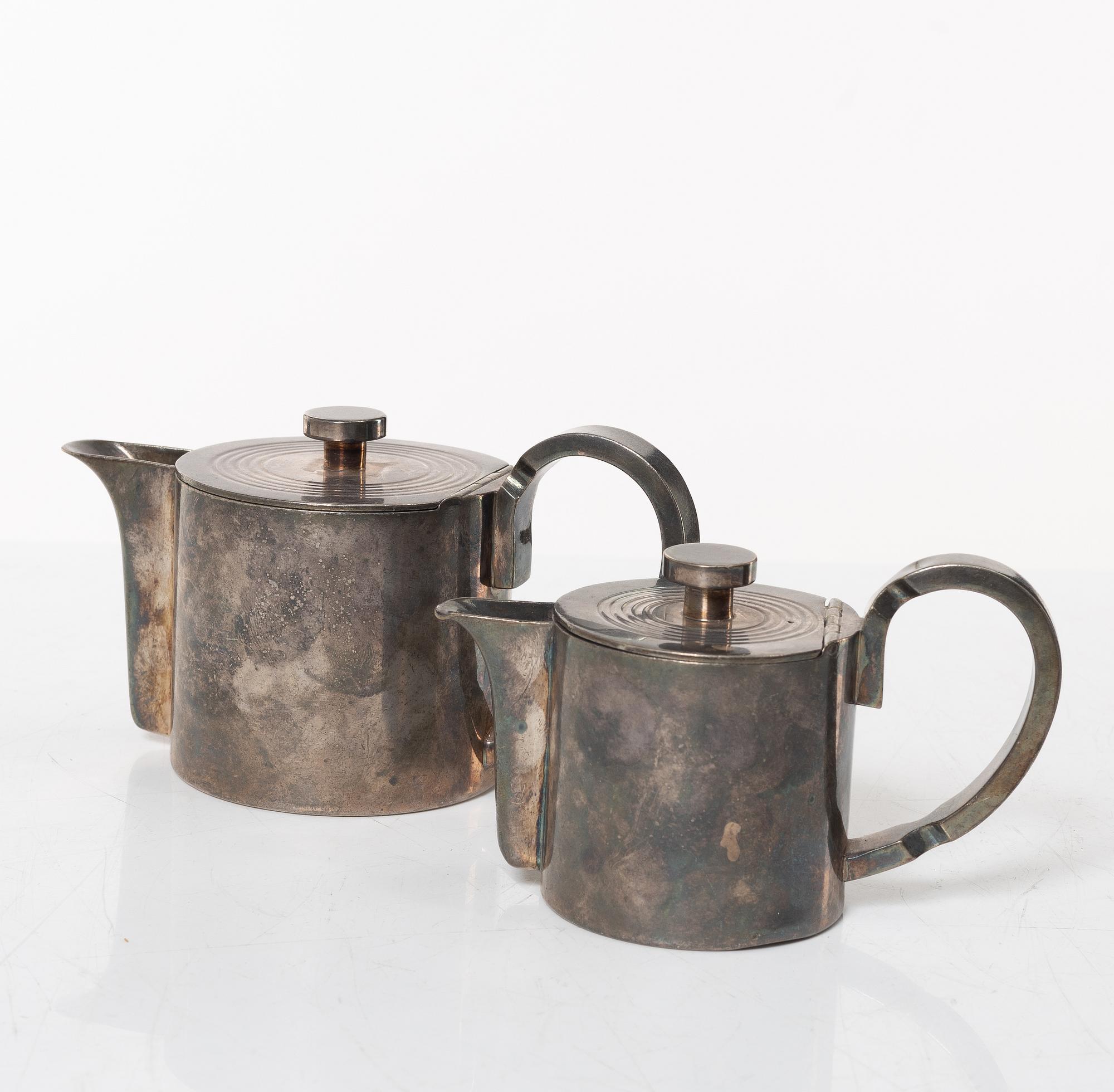 Gio Ponti, teservis, 6 delar, Athur Krupp Berndorfer Metallwarenfabrik, Österrike/Milano, 1930/40-tal.