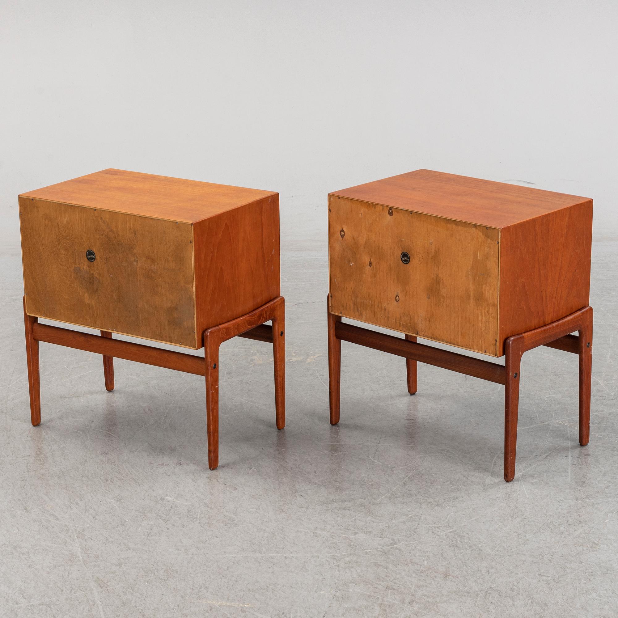 A pair of teak 1960s bedside tables, Vamo Möbelfabrik, Sonderborg, Denmark.