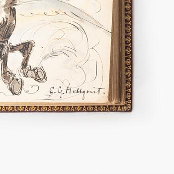 Album with among other things 16 pieces of watercolours and drawings by Swedish artists.