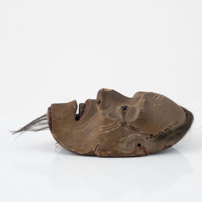 Noh-mask, bemålat trä, Japan, Edo (1603-1868).