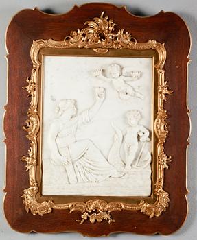 VÄGGRELIEF, marmor, omkring år 1900.