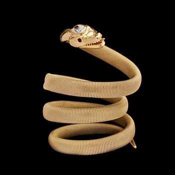 An antique cut diamond snake bracelet, app. 0.60 cts.