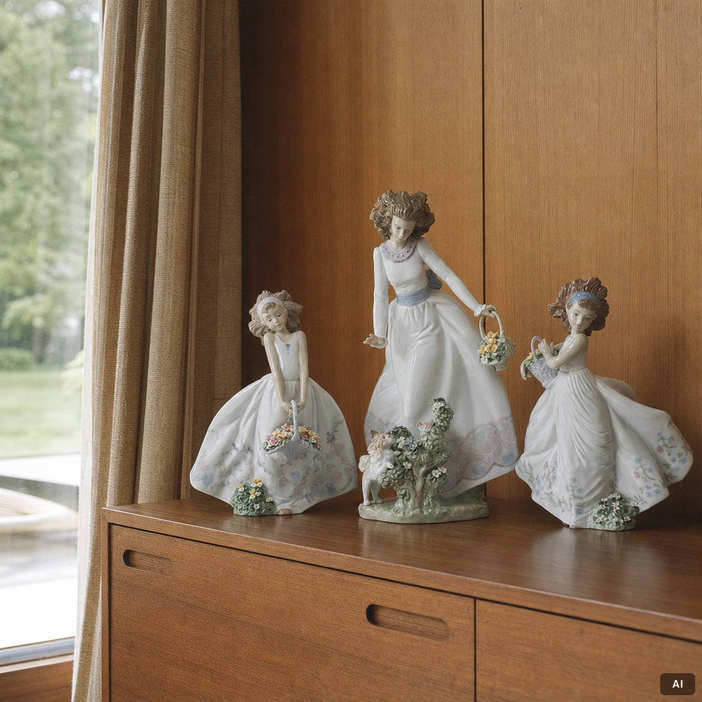 Lladró, figurines, 3 pcs, "Wildflowers", "Floral path" and "Sunday stroll".