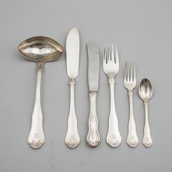 BESTICKUPPSÄTTNING, silver, 39 delar, Norge. 1900-tal. Total vikt inklusive stålblad ca 1600 gram.