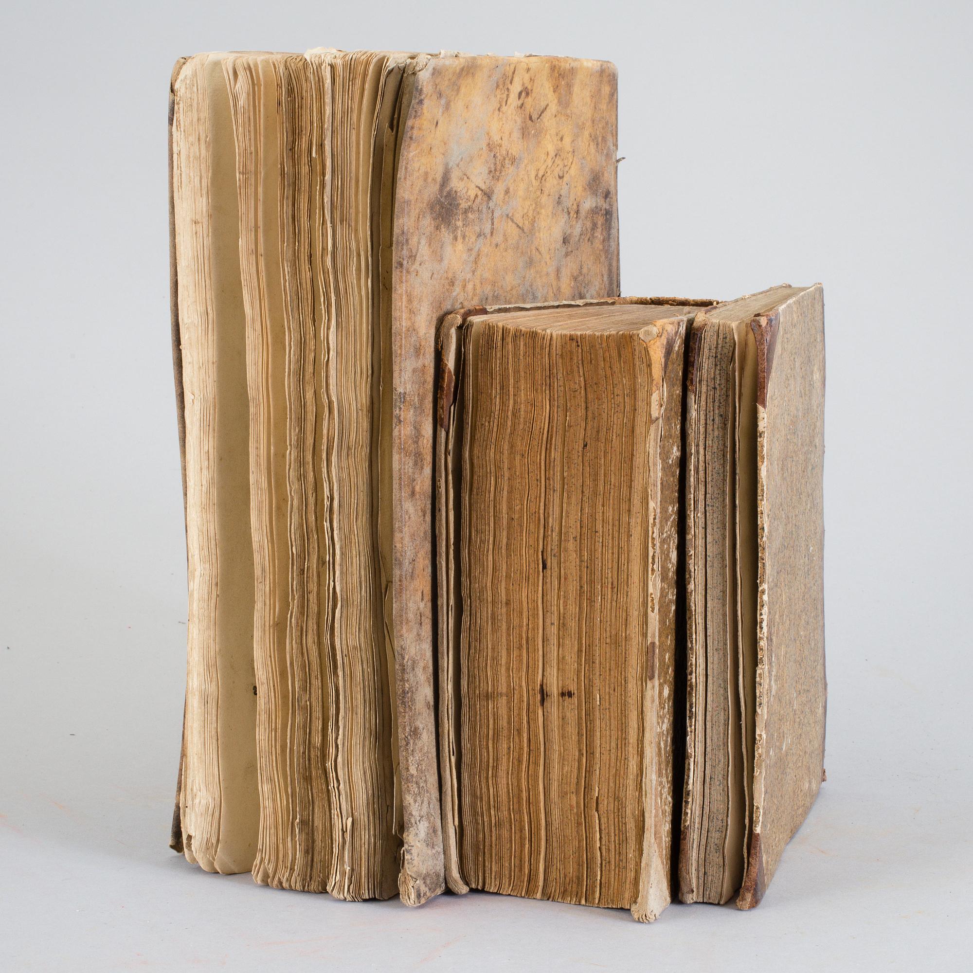 BOKPARTI, 3 volymer, bla Guds Werk och Hwila, av Haquin Spegel, Stockholm 1685.