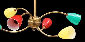 TAKLAMPA, mässing, 1950-tal. H 35.