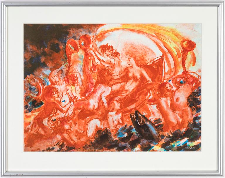 Peter Dahl, färglitografi, signerad Peter Dahl.