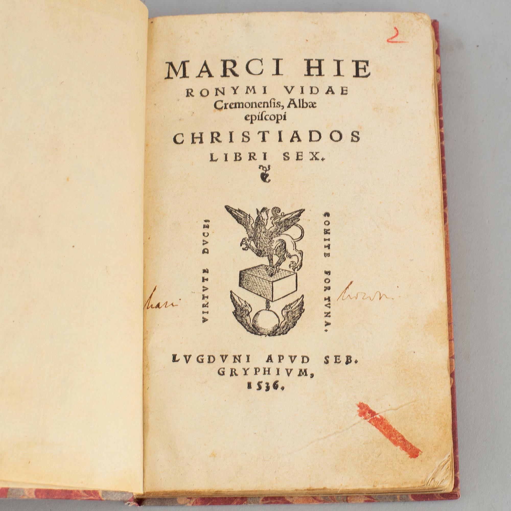 BOOK, Latin poem, 1536.