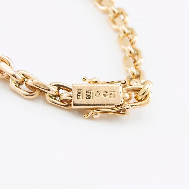 Necklace and bracelet, anchor link 18K gold.