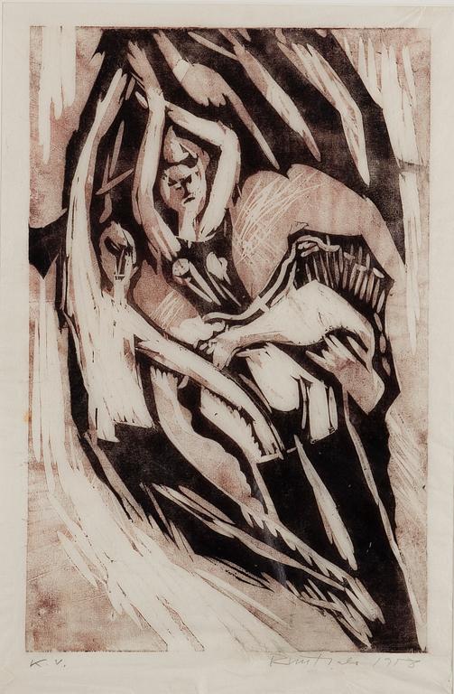 EINO RUUTSALO, träsnitt, signerat och daterat 1958,  numrerat K.V.