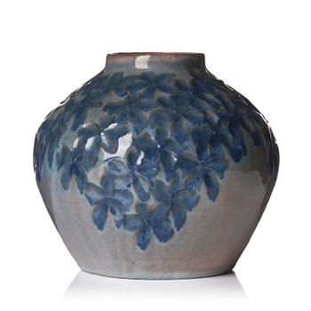 83. Hilma Persson-Hjelm, a glazed earthenware art nouveau vase, executed in her own studio, Arvika 1916. No 3807.