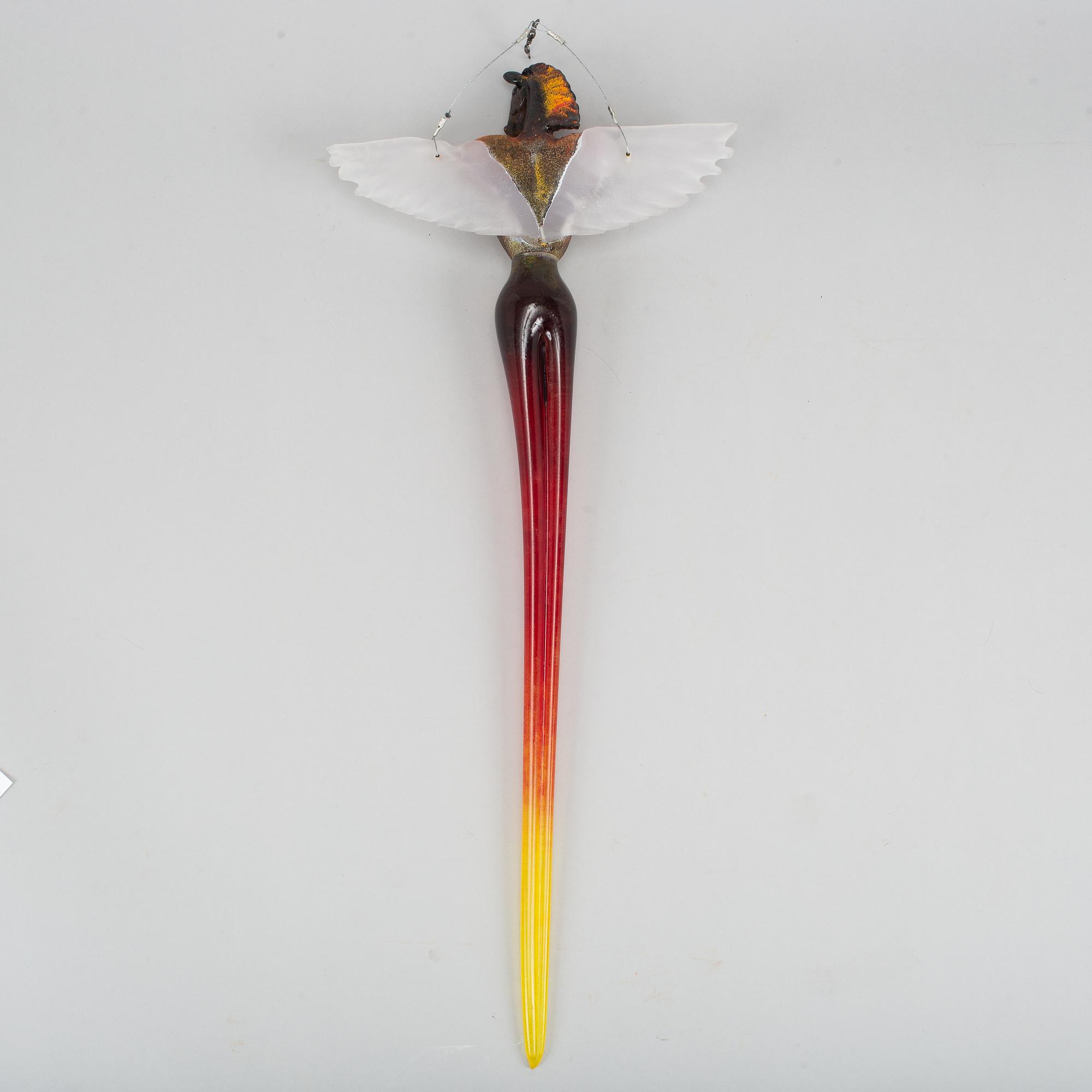 Kjell Engman, glass sculpture, "Watching angels", Kosta Boda, signed.
