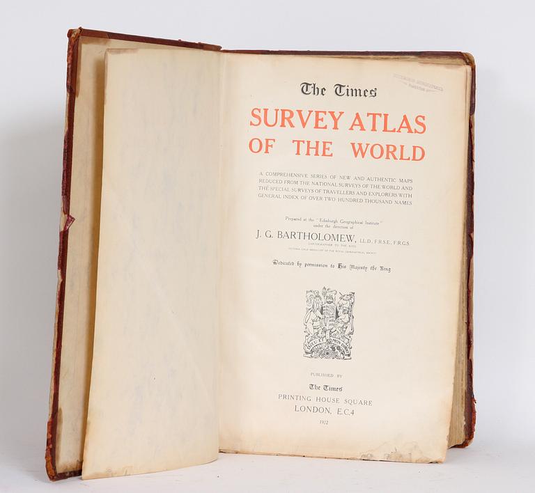 BOK, "The Times SURVEY ATLAS OF THE WORLD", The Times, London, 1922.
