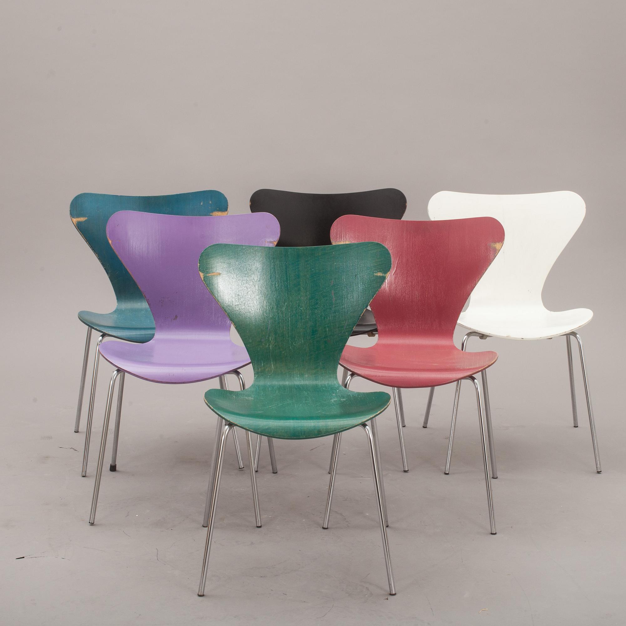 STOLAR, 6 st, "Sjuan", Arne Jacobsen för Fritz Hansen.