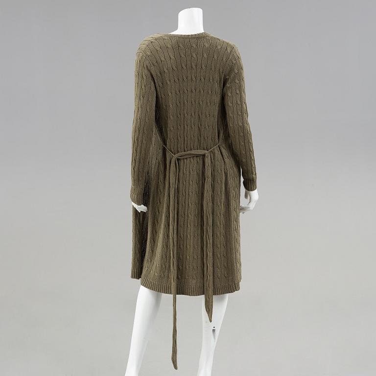 A knitten dress with long cardigan by Ralph Lauren.